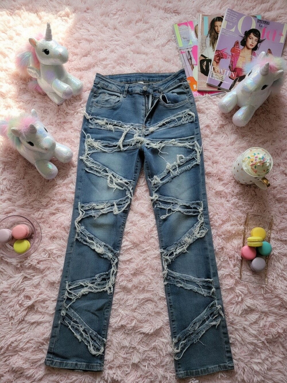 High-Rise Light Blue Distressed Women’s Jeans